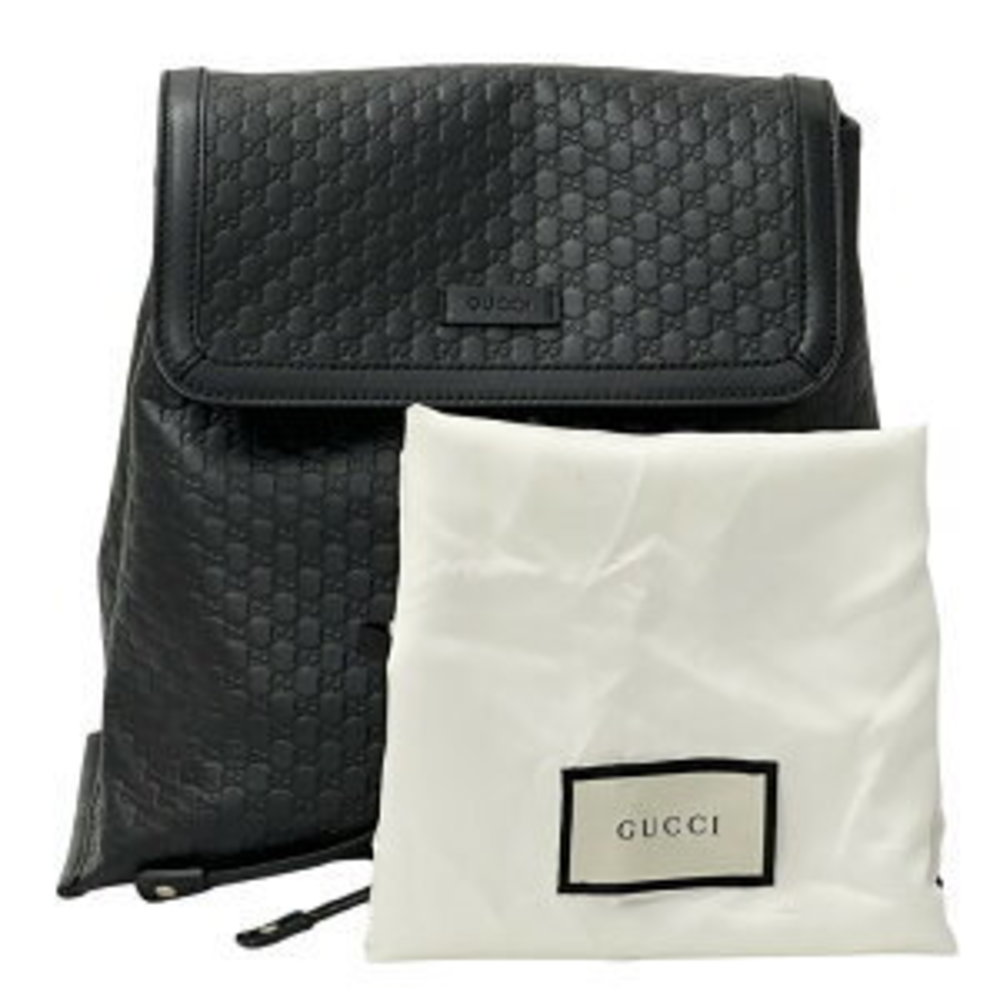 Gucci Black Backpack Drawstring Leather Microshim… - image 7